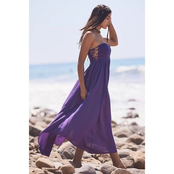 Free People Dresses & Skirts - Free People Turning Up The Temperature Maxi $118 SMALL Purple LACE-UP Sides